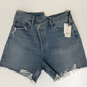 Agolde Light Blue Denim Shorts